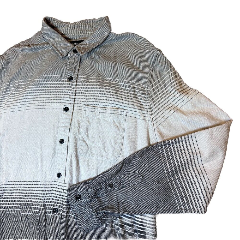 American Eagle Men’s Flannel Grey/White Button Down Long Sleeve Serape XL Tall - Picture 1 of 11
